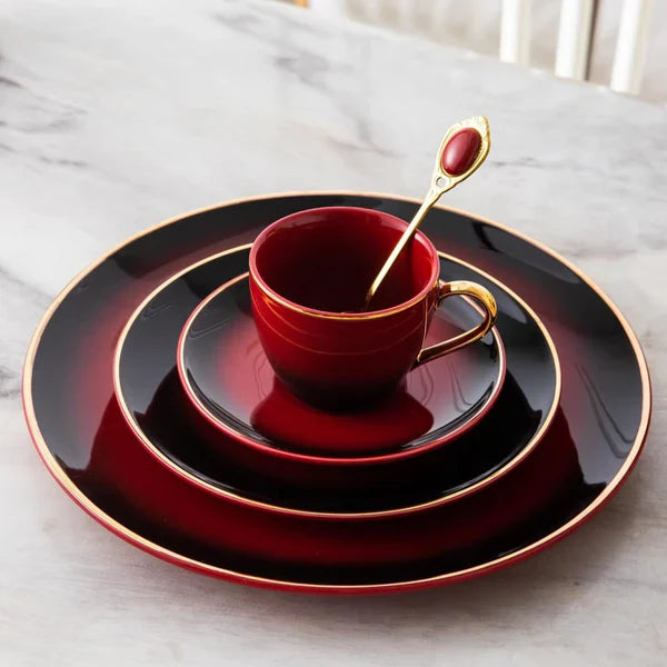 LUXORMOVE TEA & CAKE SET - RED & BLACK