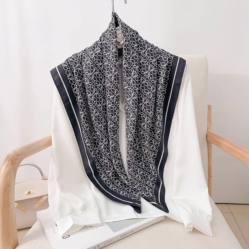 Women's Vintage Style Streetwear Printing Polyester Silk Scarf