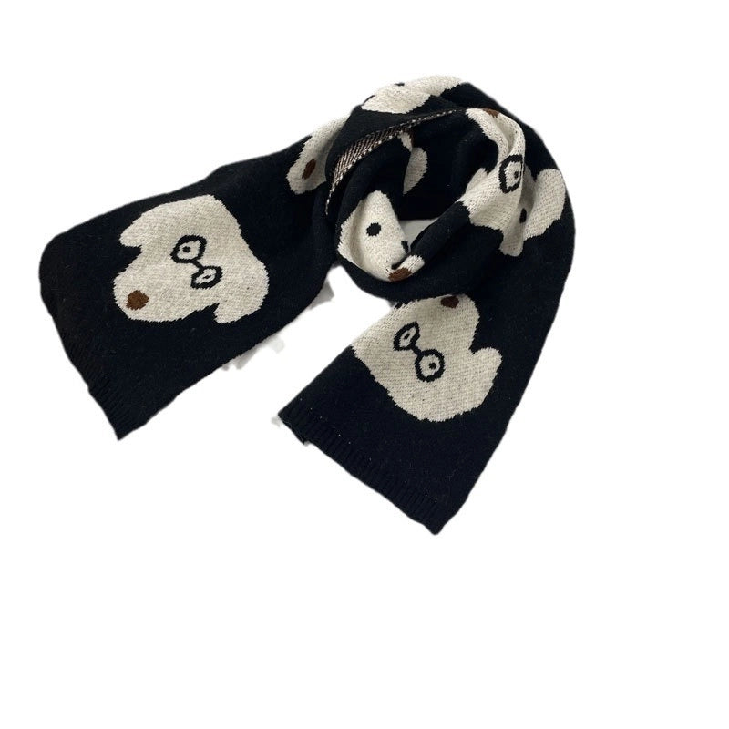 Women's Vintage Style Dog Wool Blend Scarf