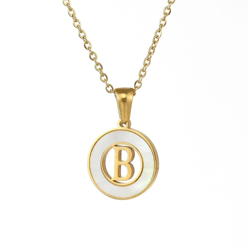 Minimalist Letter Stainless Steel Pendant Necklace Plating Hollow Out Shell Stainless Steel Necklaces