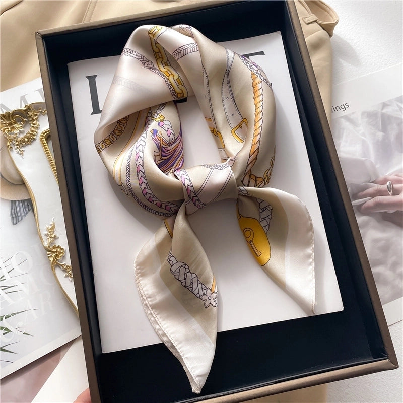 Women's Elegant Minimalist Color Block Polyester Printing Silk Scarf