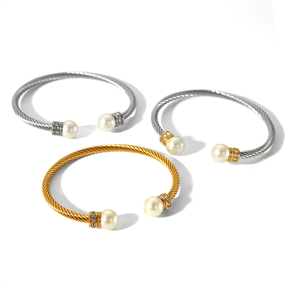 Pearl Stainless Steel Electroplating Bangles