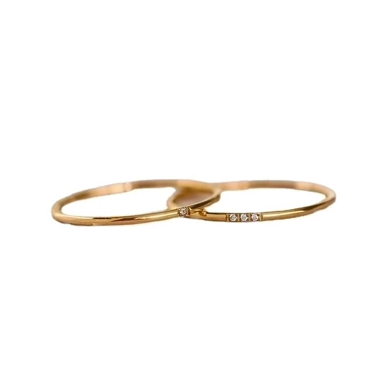Minimalist Circle Titanium Steel Plating Inlay Zircon Rings 1 Piece
