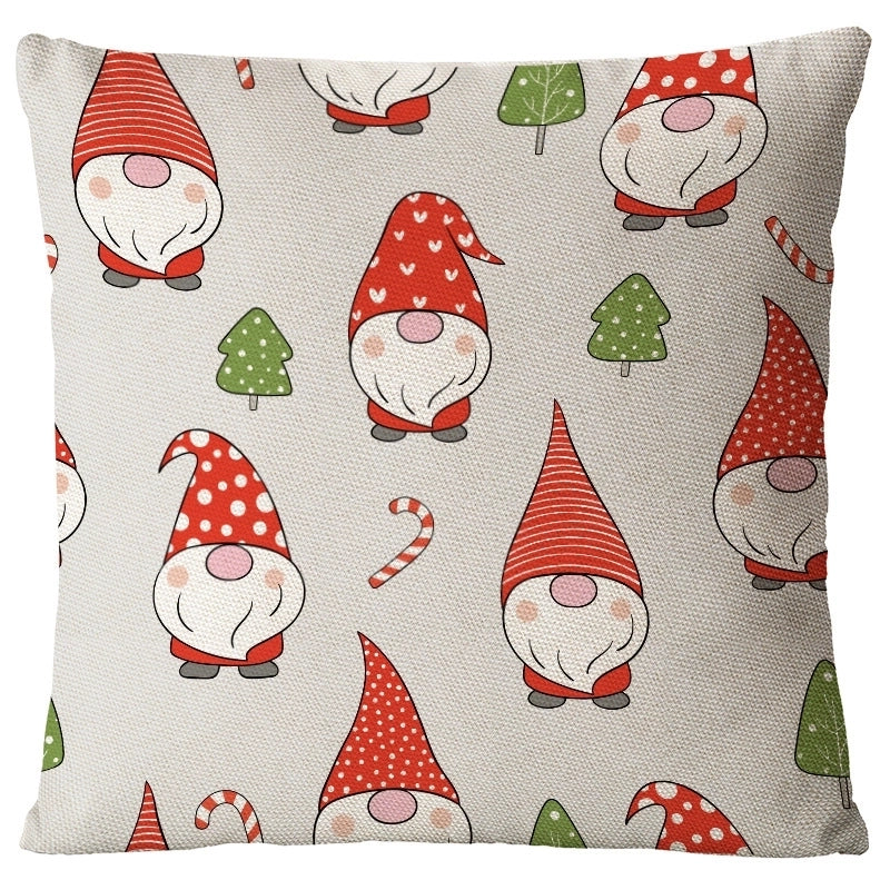 Christmas Glam Santa Claus Snowman Linen Pillow Cases Couch & Sofa Decor