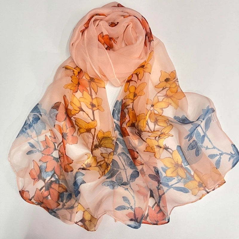 Women's Vacation Color Block Floral Polyester Silk Scarves
