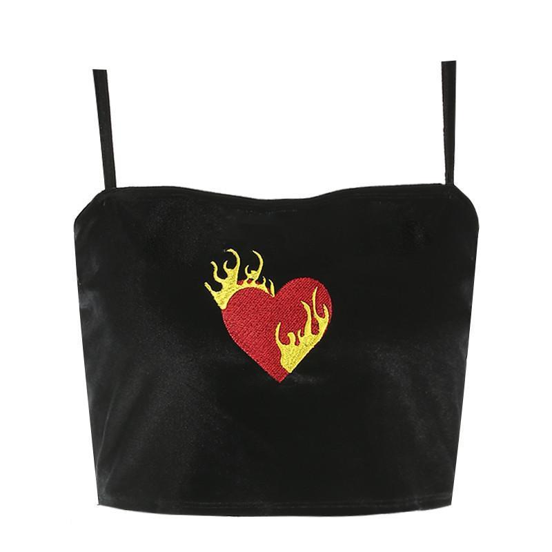 Flaming Heart Velvet Top