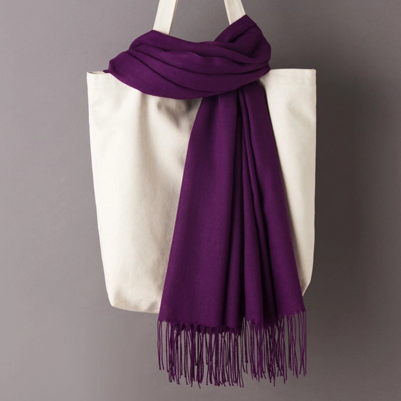 Thin Cashmere Scarf Solid Color Tassel Shawl LOGO Gift Scarf Factory Direct