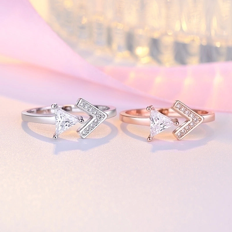 Minimalist Solid Color Copper Plating Inlay Artificial Diamond Rings 1 Piece