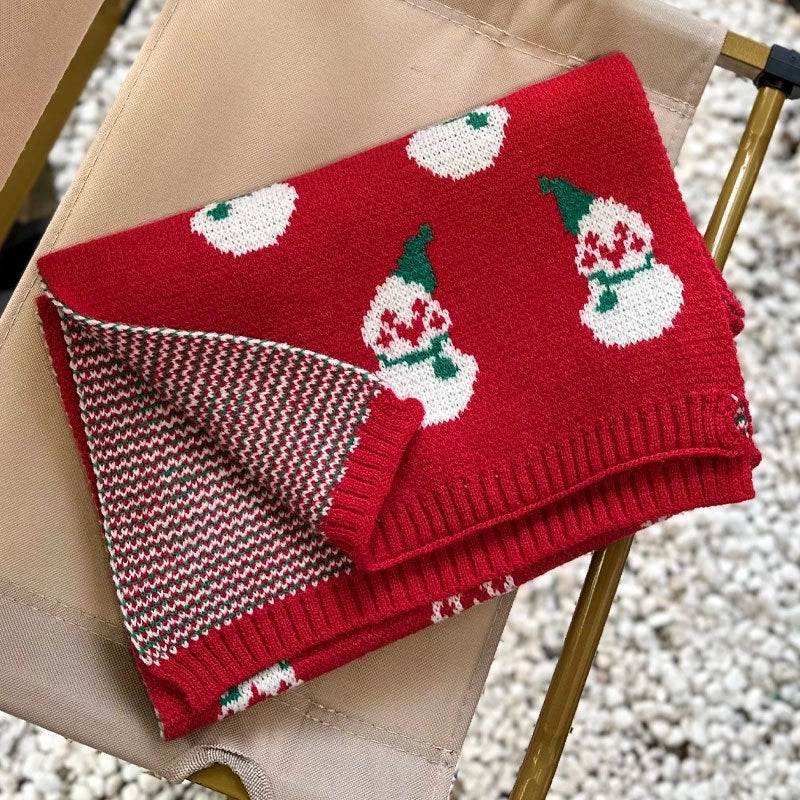 Women's Christmas Sweet Christmas Tree Santa Claus Elk Acrylic Scarf