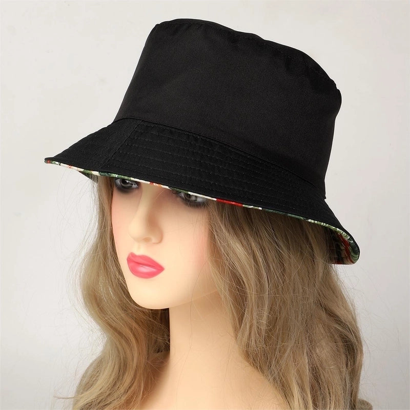 Women's Hawaiian Beach Flower Printing Big Eaves Bucket Hat