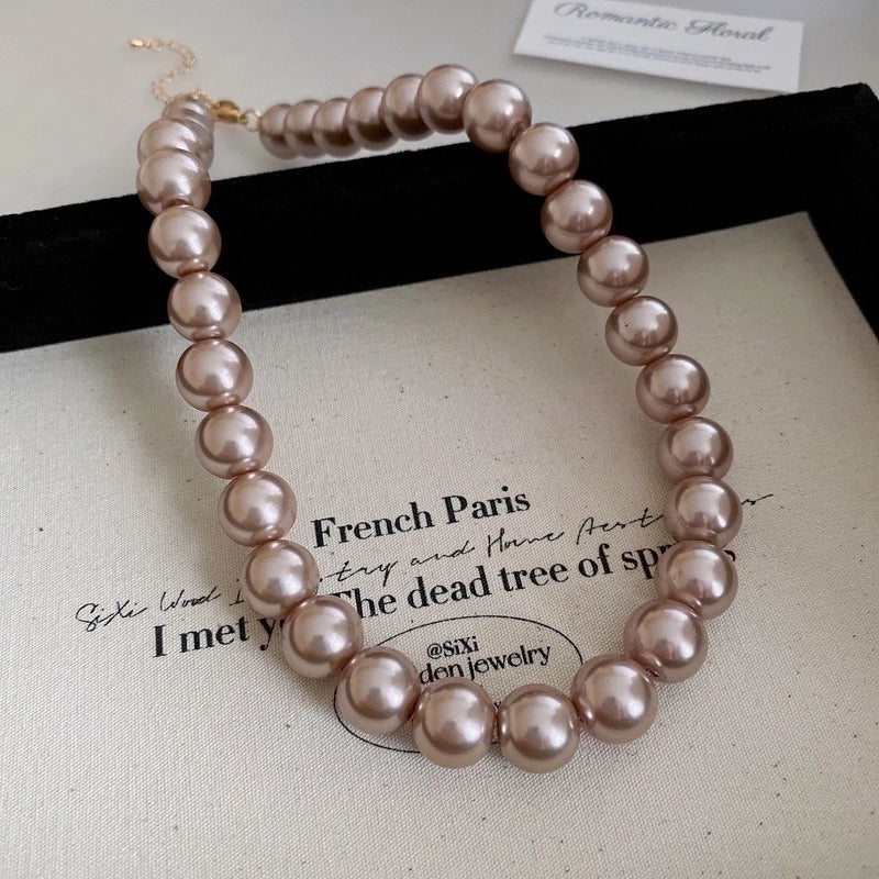 Round Pearl Plating Women's Necklace