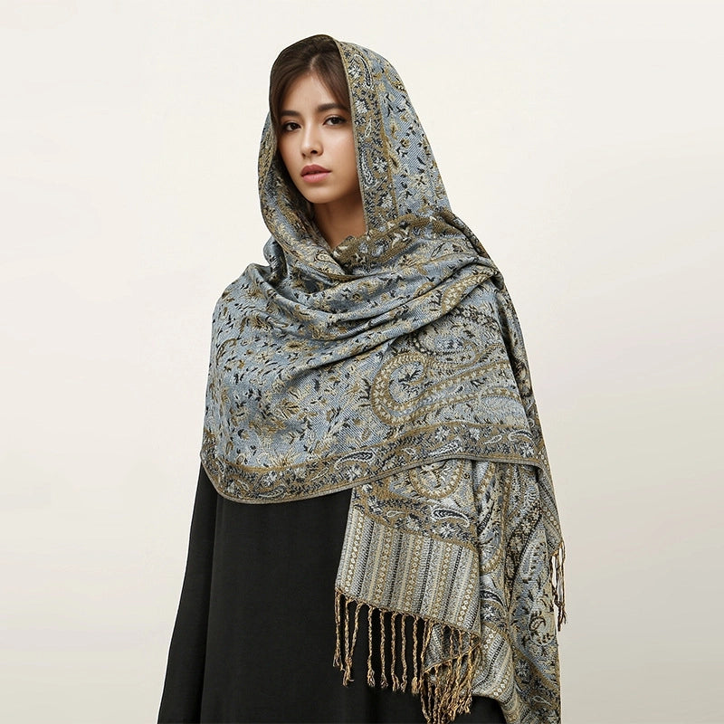 Women's Elegant Geometric Cotton Acrylic Shawl