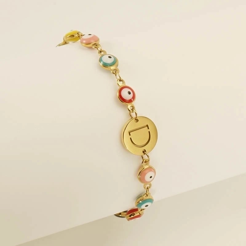 Titanium Steel Gold Plated Minimalist Classic Style Letter Plating Bracelets