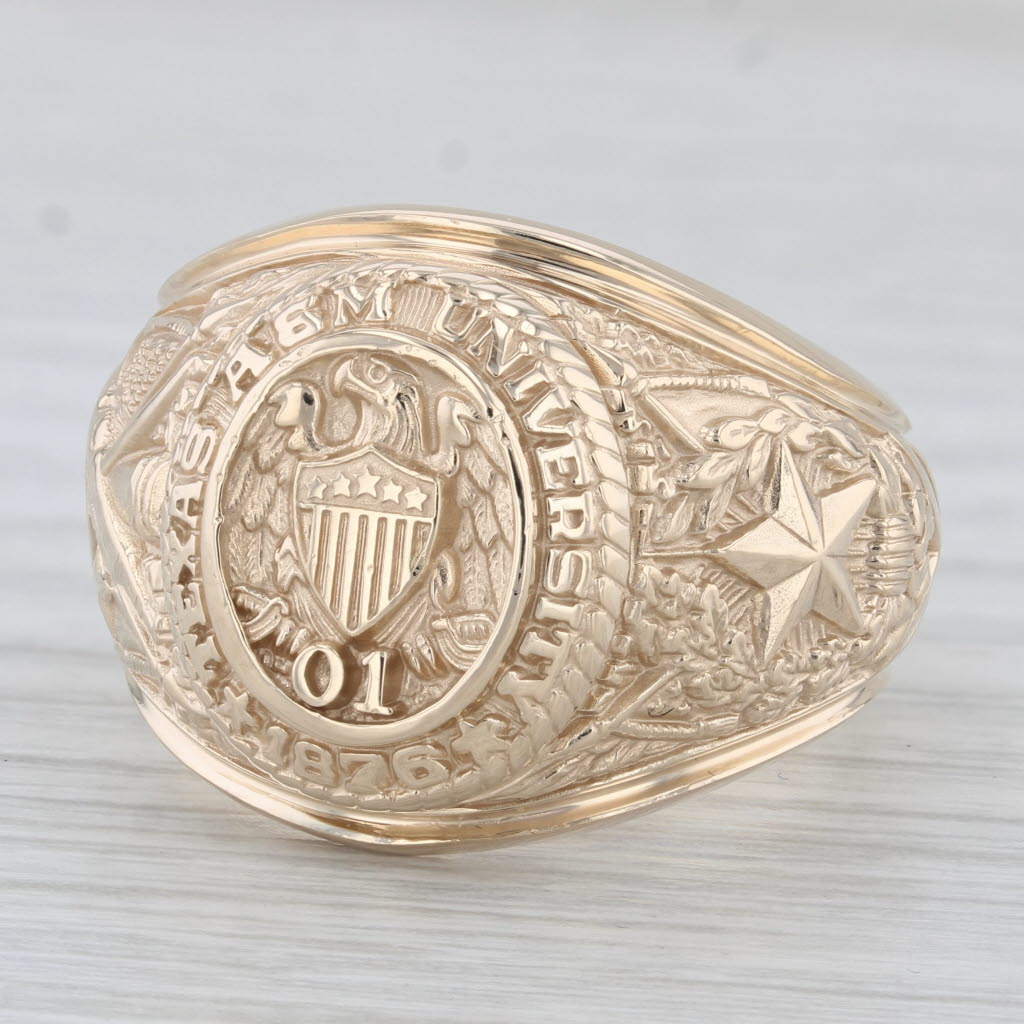 Texas A & M University Class Ring 10k Yellow Gold Size 10.5 Men's Signet
