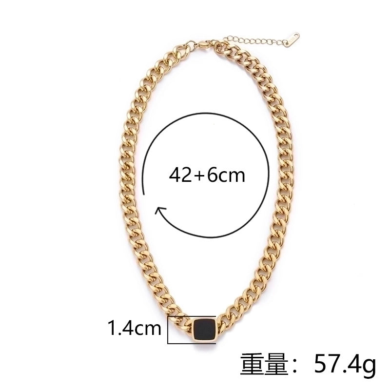 Minimalist Geometric 304 Stainless Steel Acrylic 18K Gold Plated Stoving Varnish Necklace