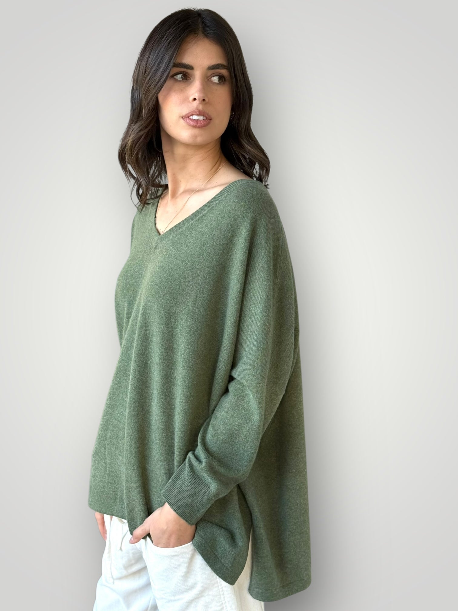 relaxed boyfriend knit-winter sage cashmere