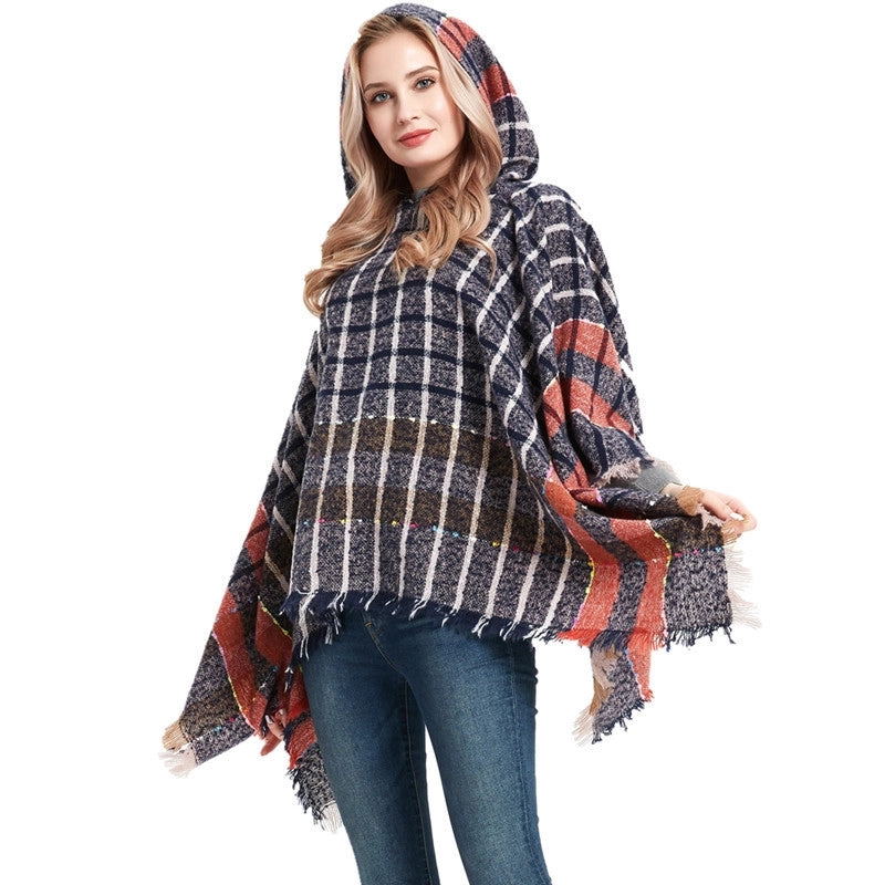Unisex Streetwear Lattice Polyester Tassel Shawl