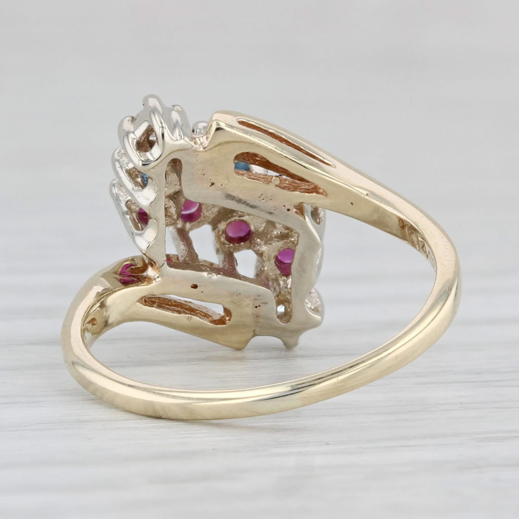 0.47ctw Ruby Sapphire Diamond Bypass Ring 14k Yellow Gold Size 5.25