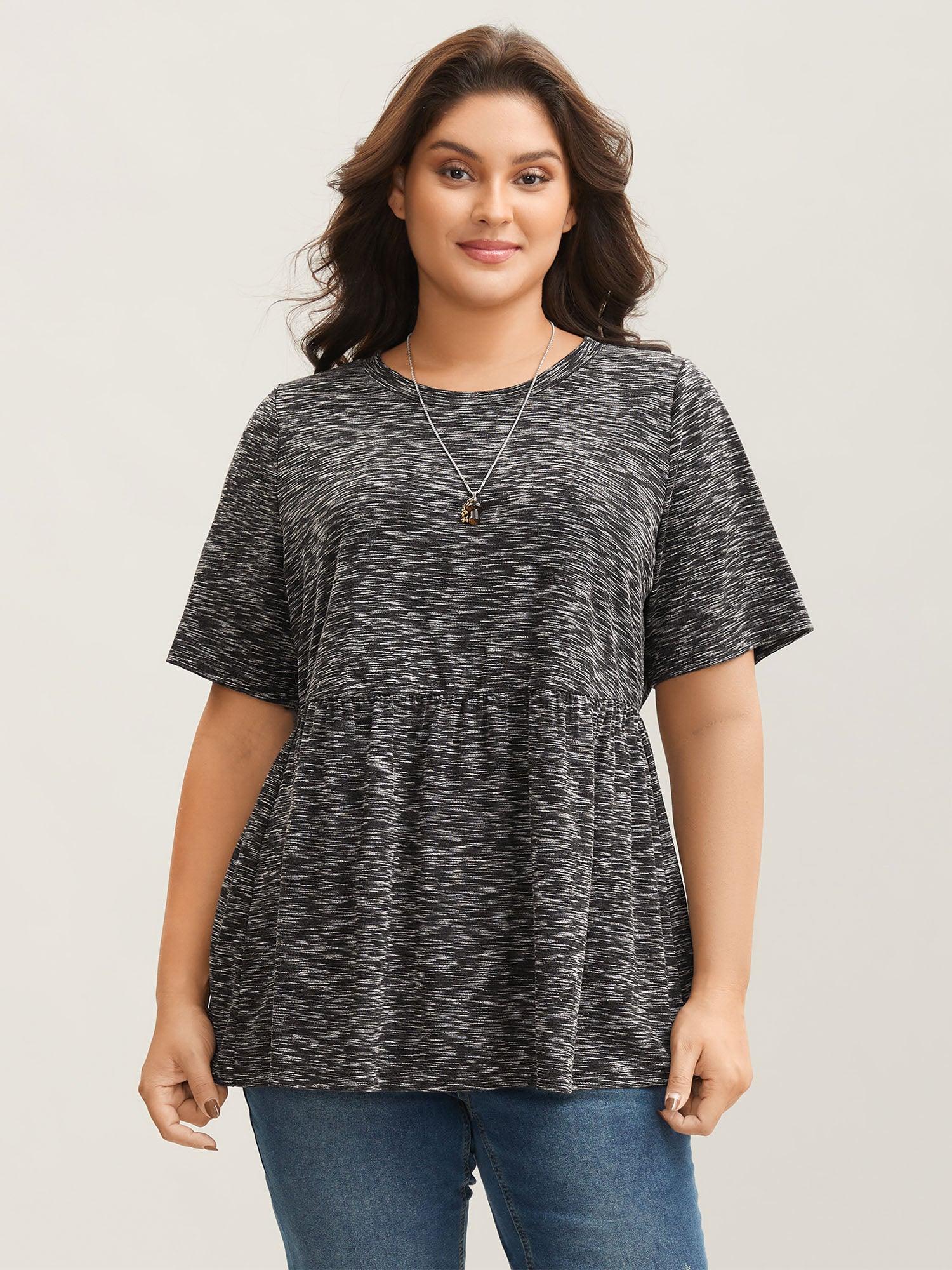 Heathered Crew Neck Relaxed T-Shirt