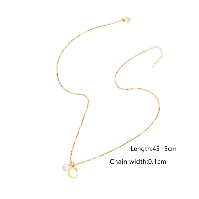 Elegant Minimalist Classic Style Letter 304 Stainless Steel Artificial Pearl Copper Stainless Steel Necklaces