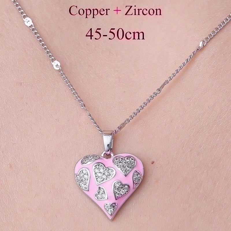 Minimalist Cross Heart Shape Crown Stainless Steel Titanium Steel Polishing Plating Inlay Zircon Pendant Necklace