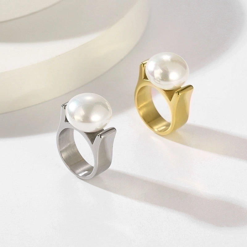 Stainless Steel Minimalist Roman Style Geometric Rings