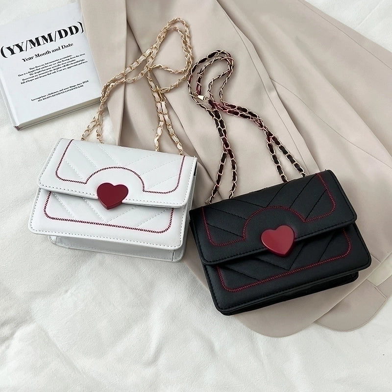 Women's Small Pu Leather Color Block Classic Style Magnetic Buckle Square Bag