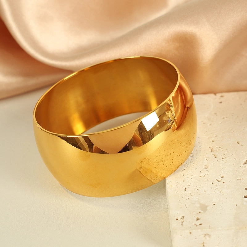 Exaggerated Minimalist Circle Round 304 Stainless Steel 18K Gold Plated Bangle In Bulk