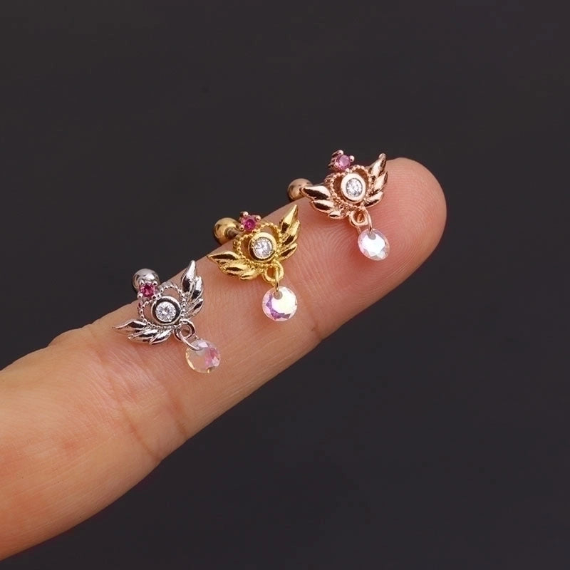 Ear Cartilage Rings & Studs Flower 316L Stainless Steel  Copper Inlaid Zircon