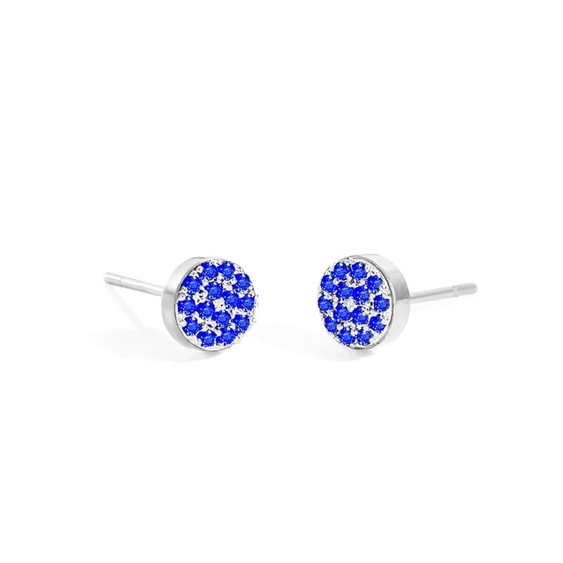 Minimalist Round Stainless Steel Inlay Artificial Diamond Ear Studs 1 Pair
