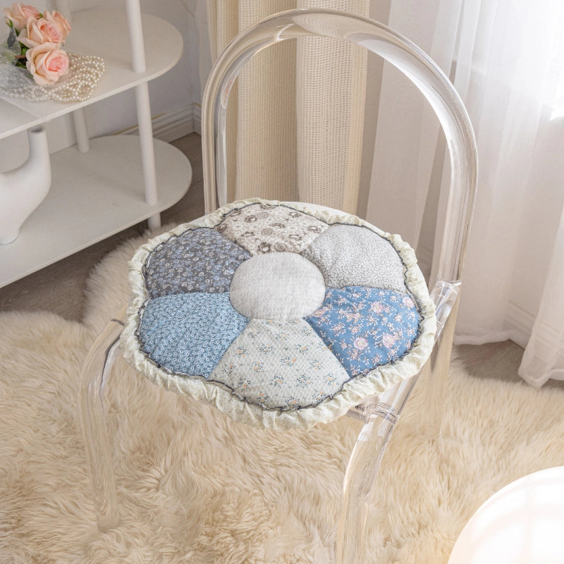 Cotton Flower Chair Cushion Pastoral Fabric Thickened Quilted Office Cushion Student Cushion Non-slip Machine Washable