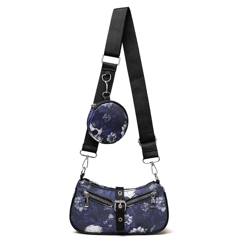 Halloween Women's Medium Skull Streetwear Pillow Shape Zipper Bag Sets Crossbody Bag