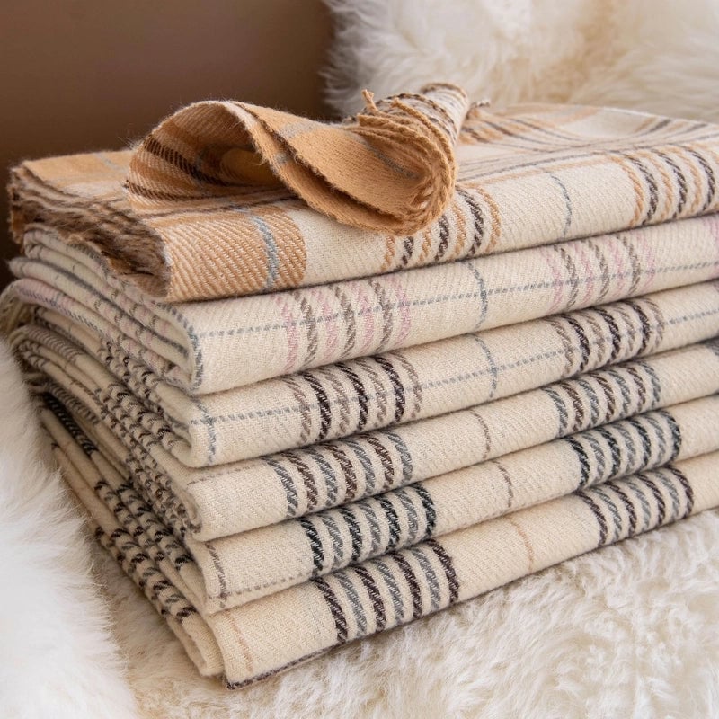Women's Elegant British Style Plaid Imitation Cashmere Tassel Scarf