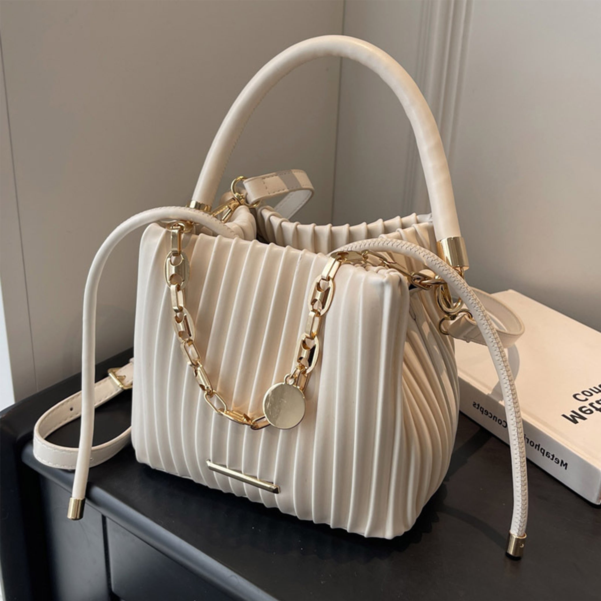 Net Style  Chain Shoulder Bucket Messenger Bag