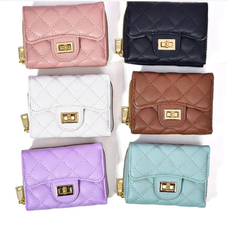 Women's All Seasons Pu Leather Solid Color Sweet Minimalist Square Zipper Card Holder Coin Purse