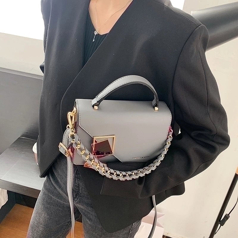 Women's Small Pu Leather Solid Color Basic Square Zipper Shoulder Bag Handbag Crossbody Bag