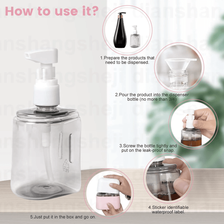 Mini Shampoo Dispenser Portable Travel Bottle Set