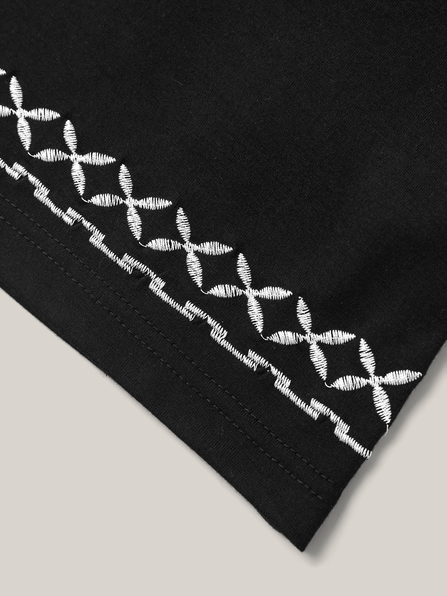 Crisscross Embroidery Straight-Fit T-Shirt