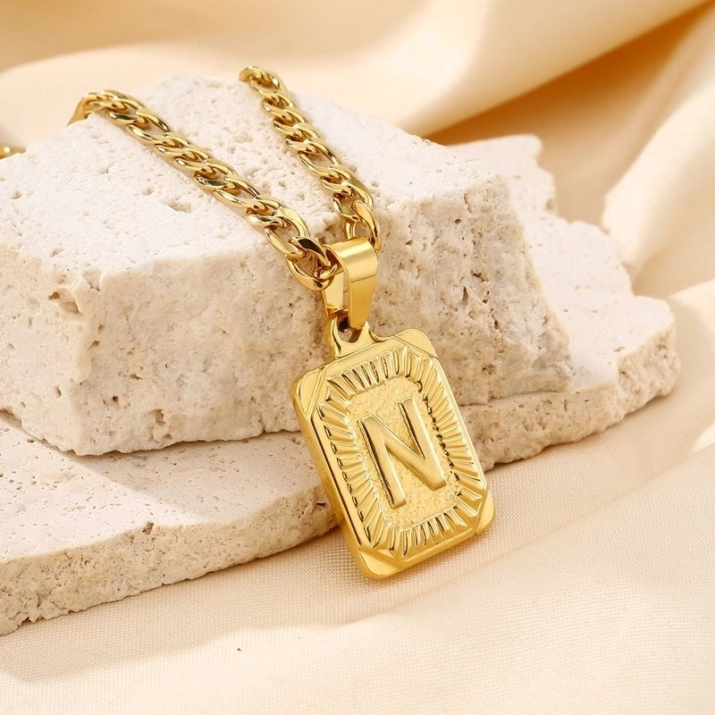 Casual Minimalist Letter 304 Stainless Steel 18K Gold Plated Pendant Necklace