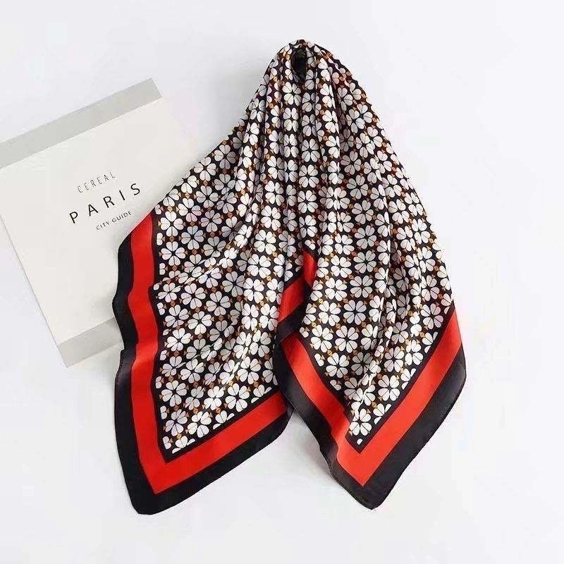 Women's Business Flower Satin Printing Silk Scarf