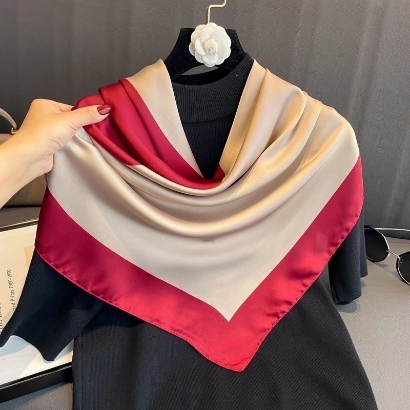 2 Pieces Women'S Ig Style Minimalist Color Block Flower Satin Silk Scarf