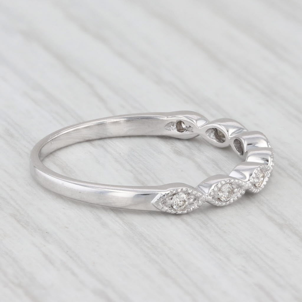 0.10ctw Diamond Wedding Band 10k White Gold Stackable Ring Size 6.5