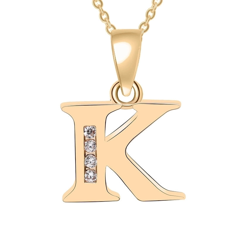 Minimalist Letter Copper Plating Inlay Zircon Pendant Necklace