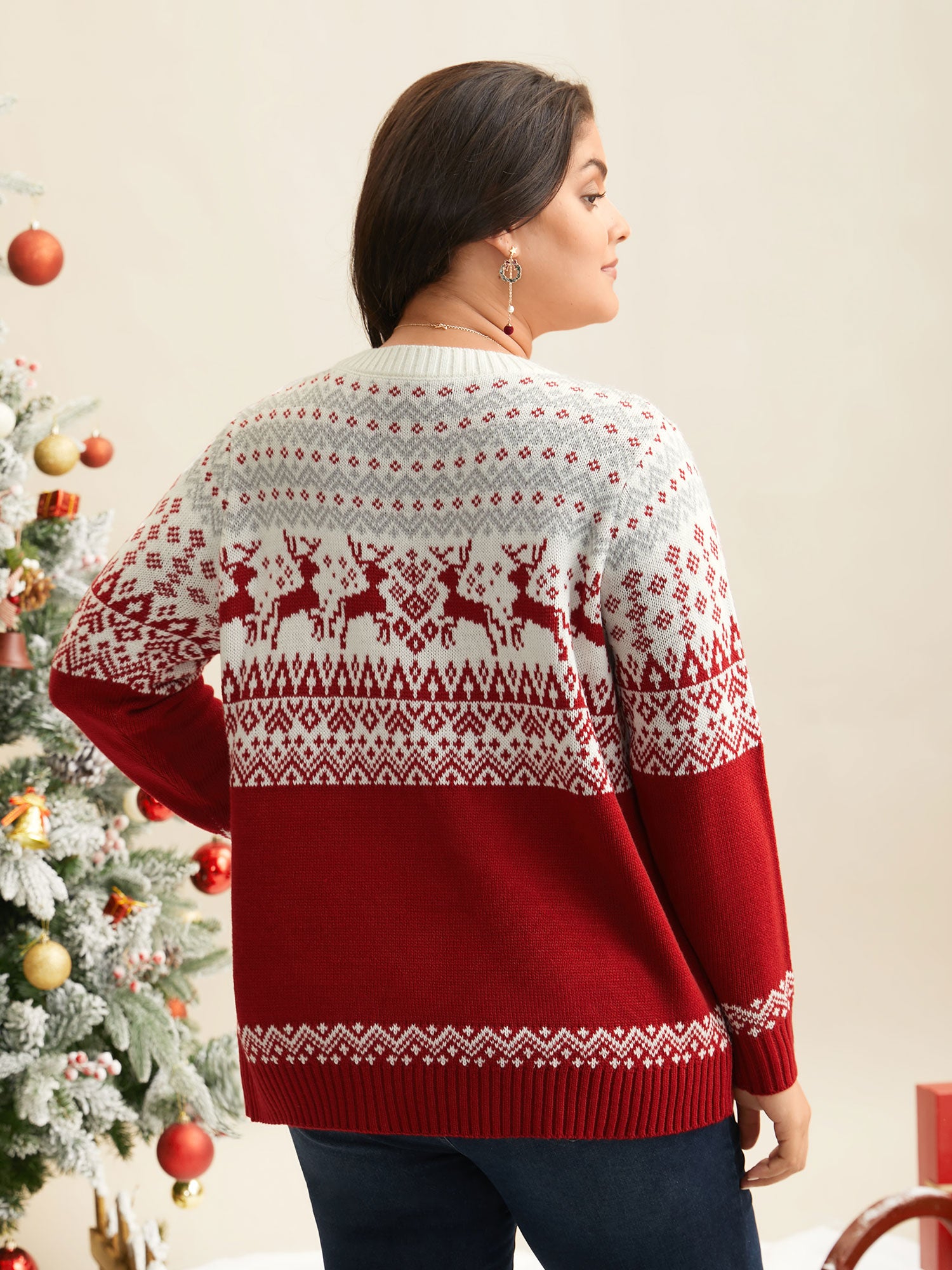 Supersoft Essentials Reindeer Print Round Neck Pullover