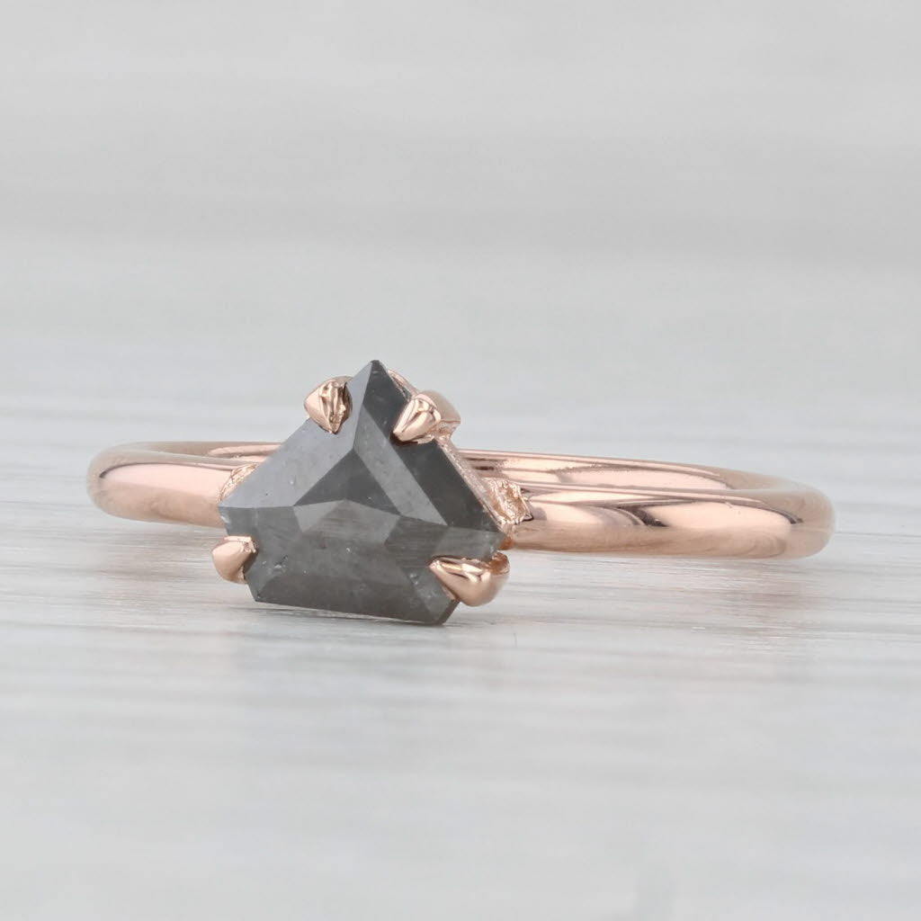 New Custom 0.98ct Galaxy Diamond Solitaire Ring 14k Rose Gold Size 6 Shield Cut