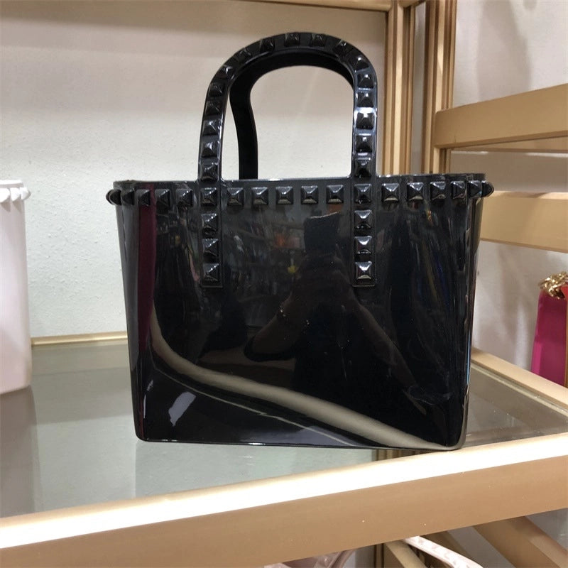 Women's Medium All Seasons Pvc Solid Color Fashion Square Open Handbag