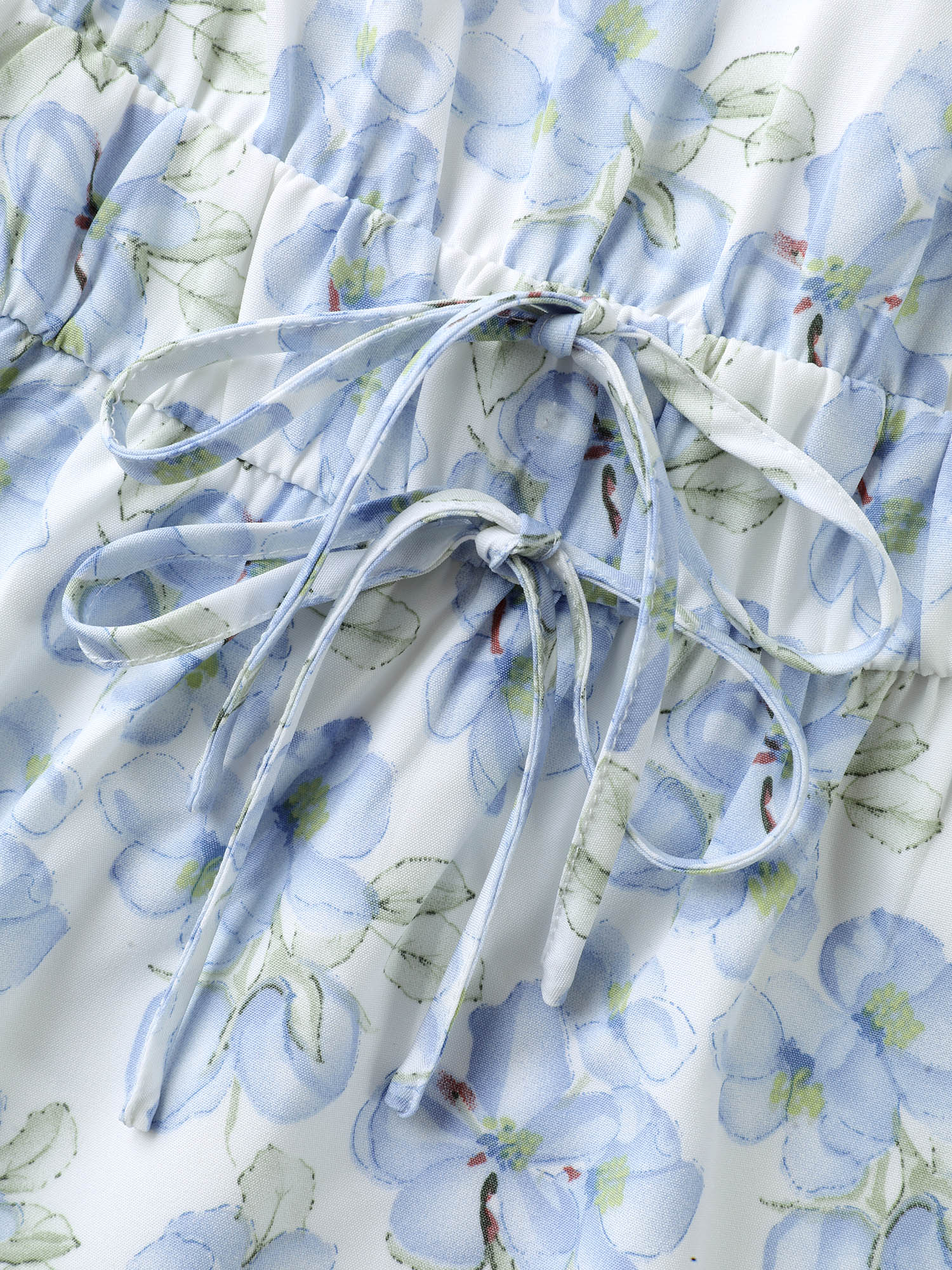 Breezy Floral Print Drawstring Babydoll Top