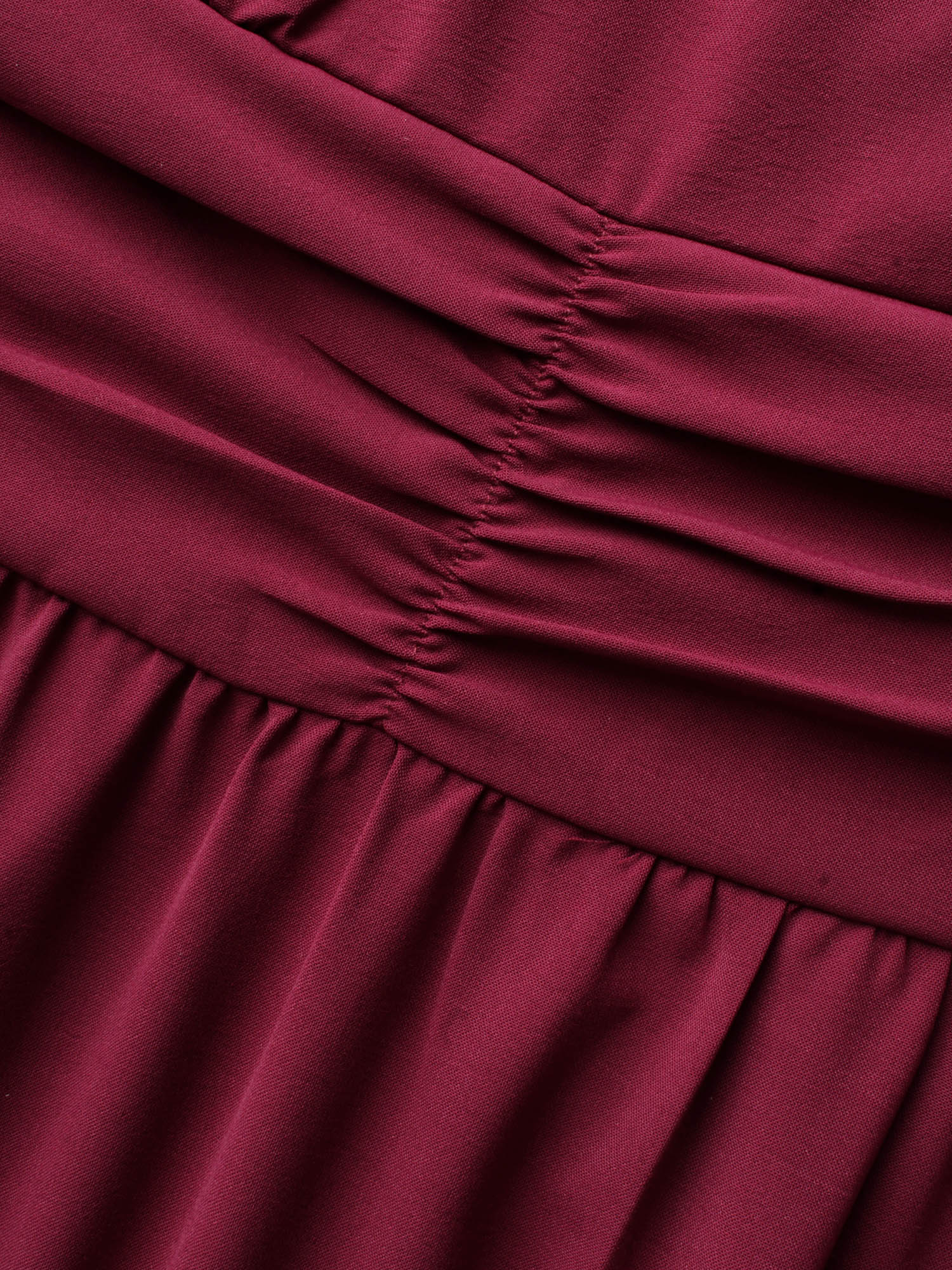 Overlap Collar Ruched Lantern Sleeve Maxi Dress