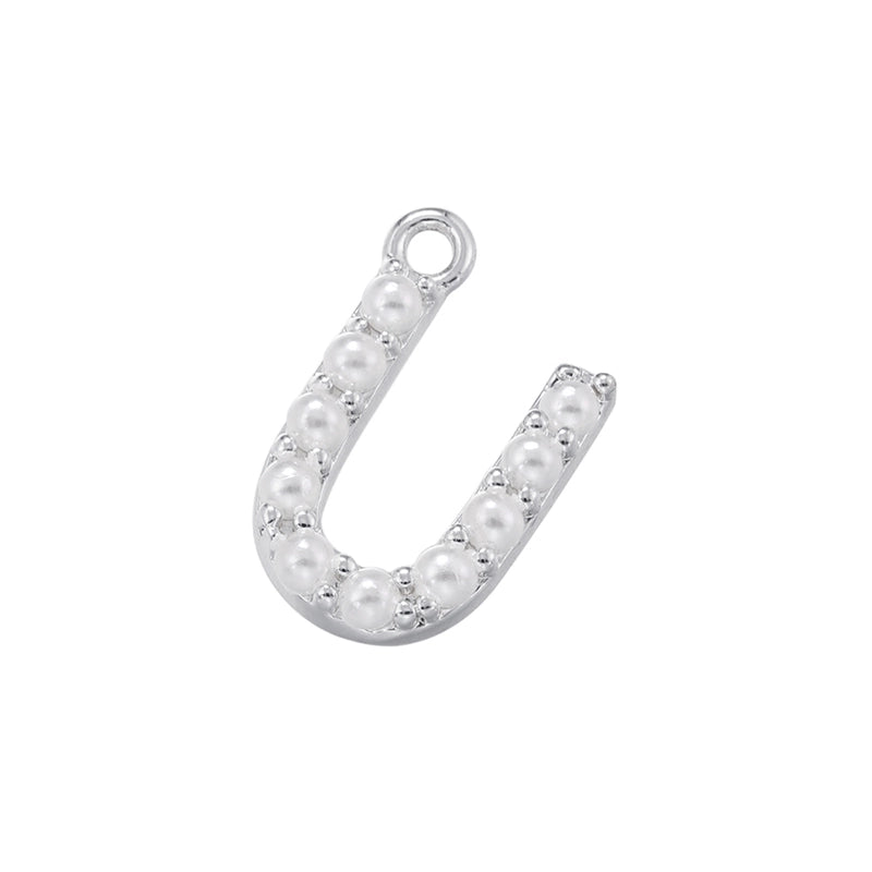 Casual Elegant Minimalist Letter Copper Plating Inlay Artificial Pearls 18k Gold Plated Charms
