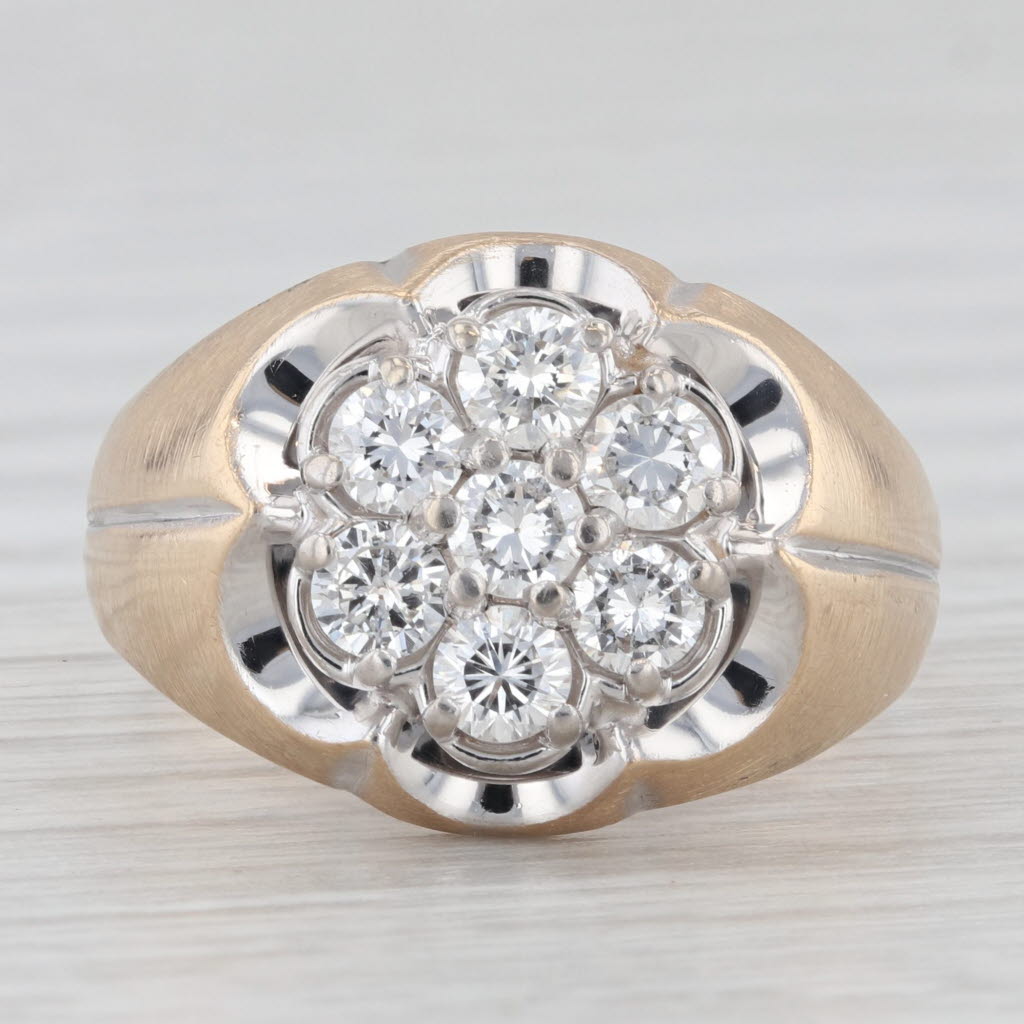 0.73ctw Diamond Cluster Belcher Setting Ring 10k Yellow Gold Size 8.25